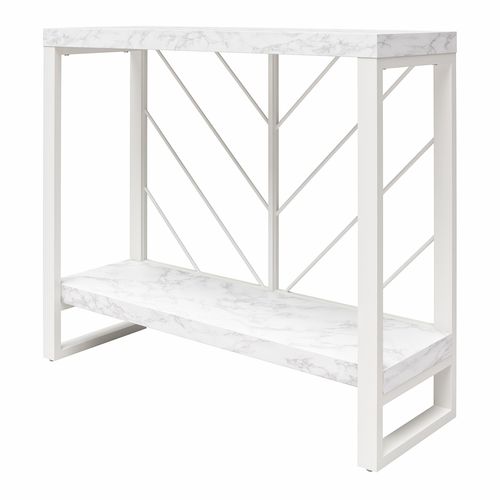 Brielle - Table Console Avec 1 Étagère En Effet Marbre Blanc