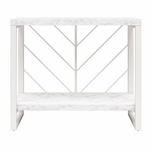 Brielle - Table Console Avec 1 Étagère En Effet Marbre Blanc