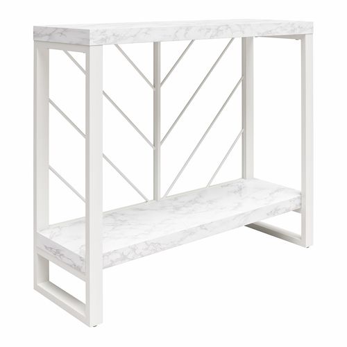 Brielle - Table Console Avec 1 Étagère En Effet Marbre Blanc