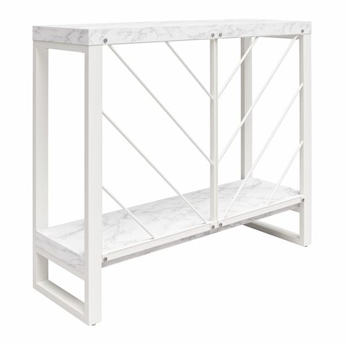 Brielle - Table Console Avec 1 Étagère En Effet Marbre Blanc