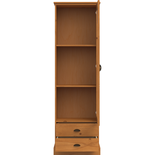 Harry-vitrine Avec 1 Porte En Verre Et 2 Tiroirs En Pin Ín Cire Teintée