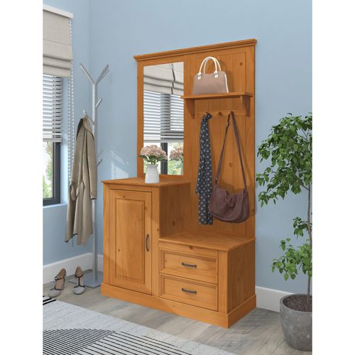 Selma-armoire Avec Miroir Et 1 Porte 2 Tiroirs En Pin