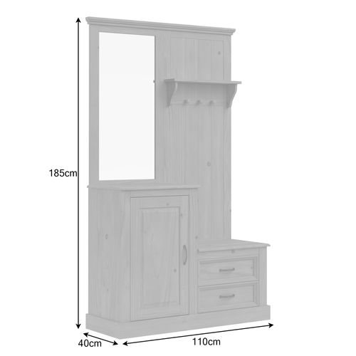 Selma-armoire Avec Miroir Et 1 Porte 2 Tiroirs En Pin Blanc