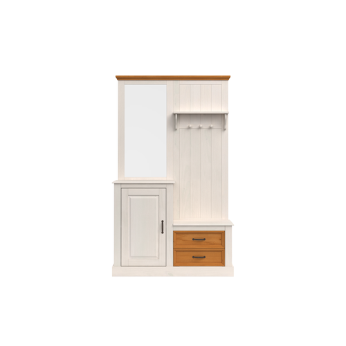 Selma-armoire Avec Miroir Et 1 Porte 2 Tiroirs En Pin Blanc