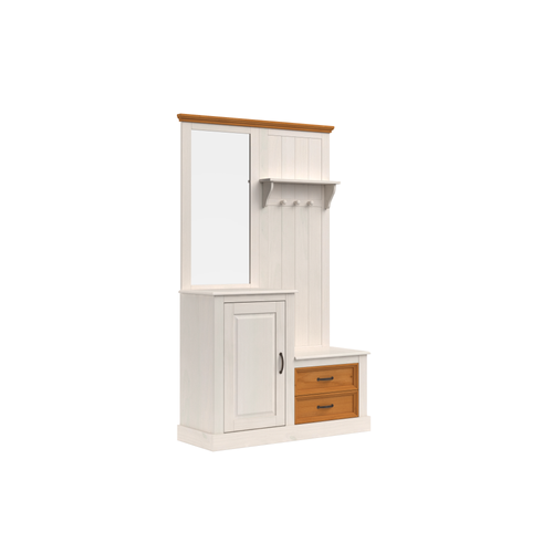 Selma-armoire Avec Miroir Et 1 Porte 2 Tiroirs En Pin Blanc