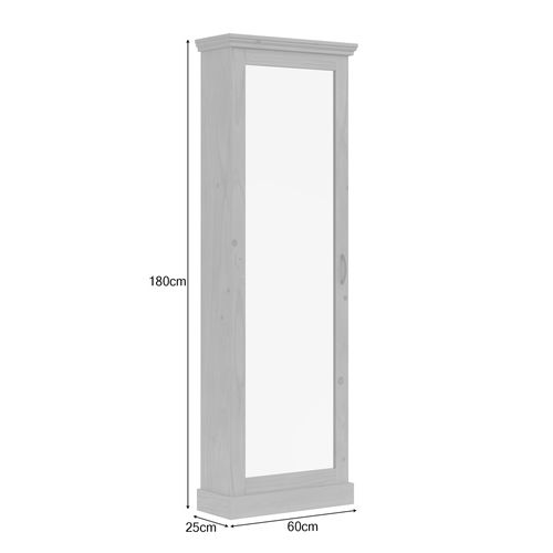 Selma-rangement à Chaussures Avec 1 Porte Miroir En Pin En Cire Teintée