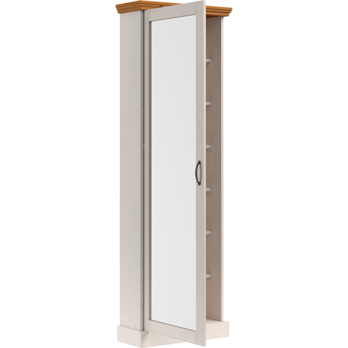 Selma-rangement à Chaussures Avec 1 Porte Miroir En Pin Blanc