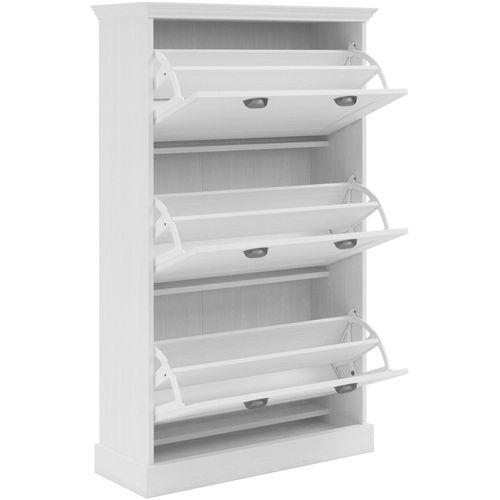 Motala-coffre à Chaussures Avec 3 Portes Battantes En Blanc