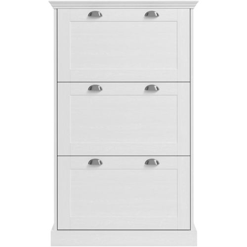 Motala-coffre à Chaussures Avec 3 Portes Battantes En Blanc