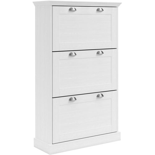 Motala-coffre à Chaussures Avec 3 Portes Battantes En Blanc