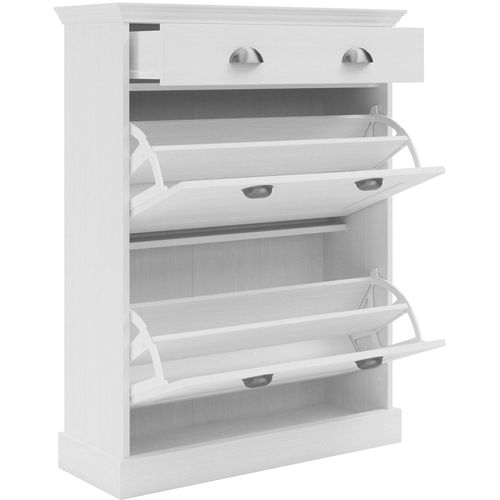 Motala-coffre à Chaussures Avec 2 Portes Battantes Et 1 Tiroir En Blanc
