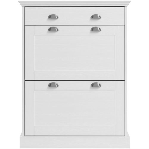 Motala-coffre à Chaussures Avec 2 Portes Battantes Et 1 Tiroir En Blanc