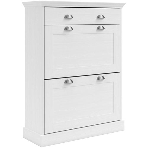 Motala-coffre à Chaussures Avec 2 Portes Battantes Et 1 Tiroir En Blanc