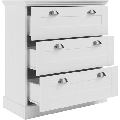 Motala-commode Avec 3 Tiroirs En Effet Bois Blanc