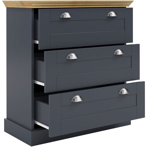 Motala-commode Avec 3 Tiroirs En Effet Bois Anthracite