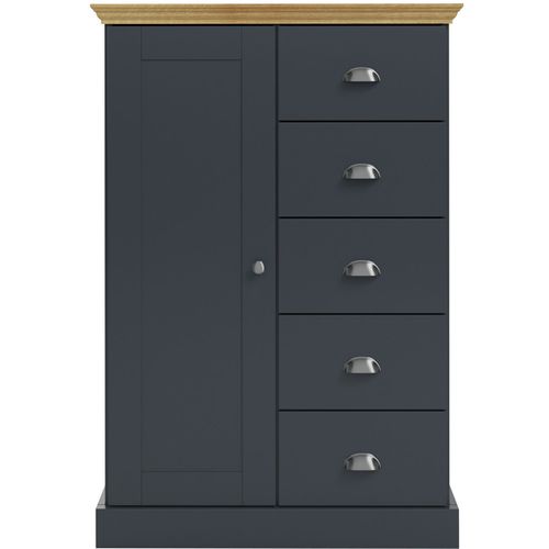 Motala-commode Avec 1 Porte / 5 Tiroirs En Effet Bois Anthracite