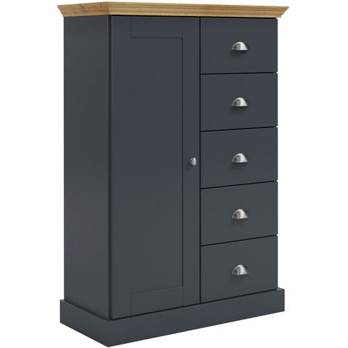 Motala-commode Avec 1 Porte / 5 Tiroirs En Effet Bois Anthracite