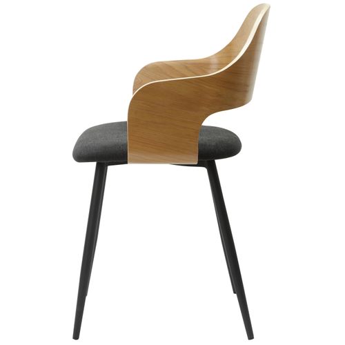 Belle-chaise De Salle à Manger Avec Accoudoir En Tissu Aspect Chêne Noir Lot De 2