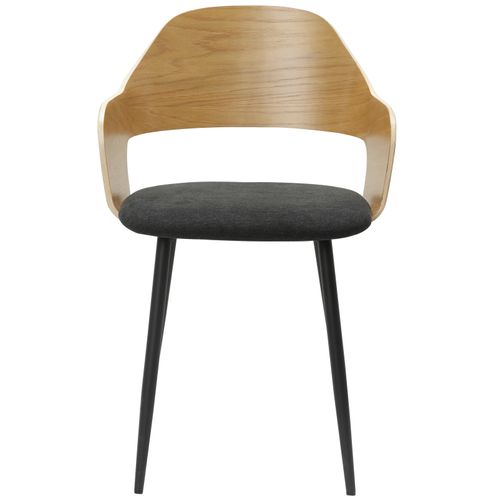 Belle-chaise De Salle à Manger Avec Accoudoir En Tissu Aspect Chêne Noir Lot De 2