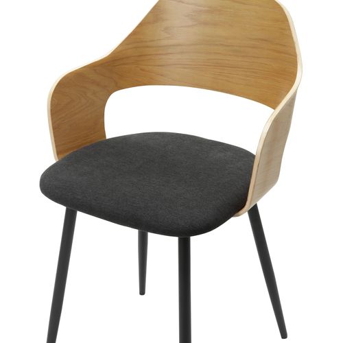 Belle-chaise De Salle à Manger Avec Accoudoir En Tissu Aspect Chêne Noir Lot De 2