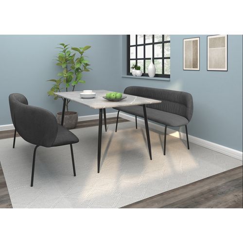 Casey-banc De Salle à Manger En Tissu Gris Avec Pieds En Métal Noir