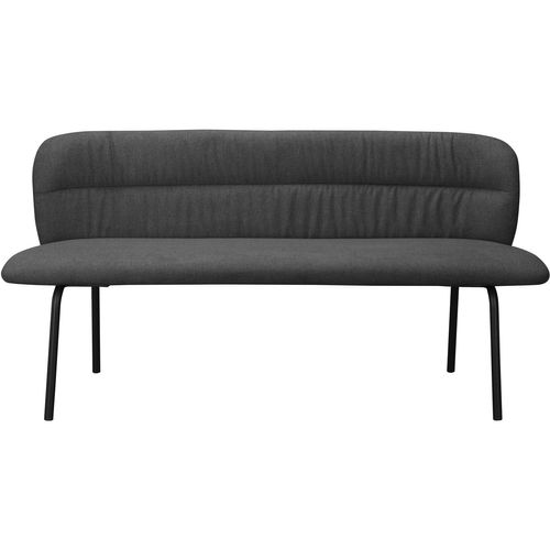 Casey-banc De Salle à Manger En Tissu Gris Avec Pieds En Métal Noir