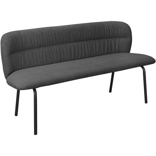 Casey-banc De Salle à Manger En Tissu Gris Avec Pieds En Métal Noir