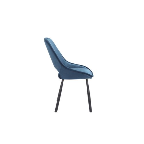 Eliza-chaise De Salle à Manger En Velours Bleu Foncé Avec Pieds En Métal Noir - Lot De 2