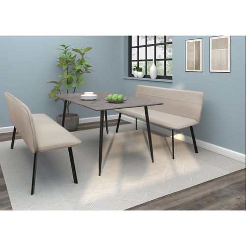 Taylor-banc De Salle à Manger En Tissu Crème Et Pieds En Métal Noir