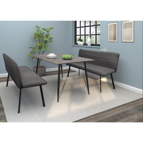 Taylor-banc De Salle à Manger En Tissu Anthracite Et Pieds En Métal Noir