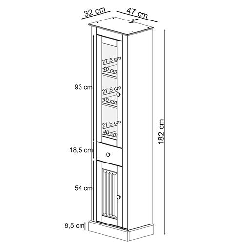 Mille-vitrine Avec Portes Et Tiroir En Pin Nature
