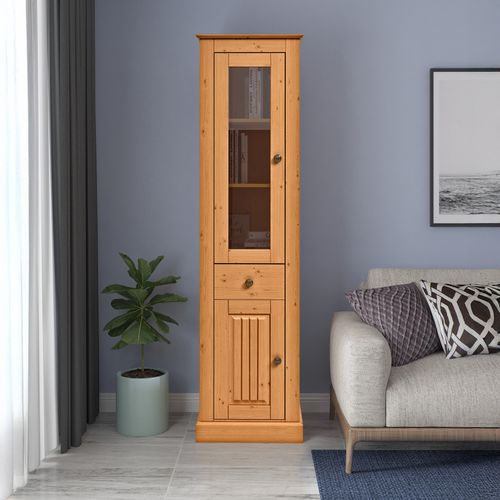 Mille-vitrine Avec Portes Et Tiroir En Pin Nature