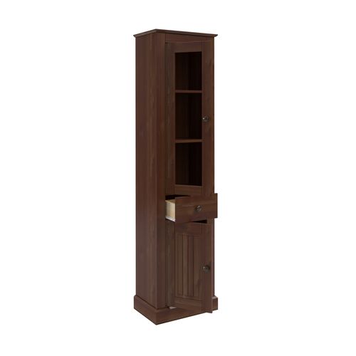 Mille-vitrine Avec Portes Et Tiroir En Pin Brun