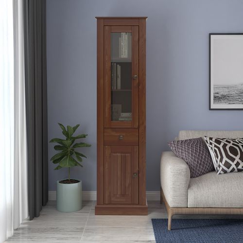 Mille-vitrine Avec Portes Et Tiroir En Pin Brun