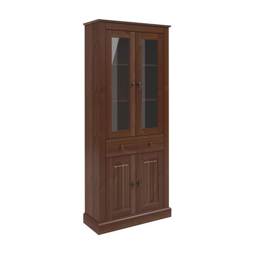 Mille-vitrine Avec 2 Portes Vitrées En Brun Pin