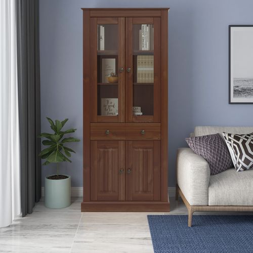 Mille-vitrine Avec 2 Portes Vitrées En Brun Pin