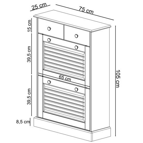 Mille-meuble à Chaussures Avec 2 Portes Battantes 1 Tiroir En Pin Nature