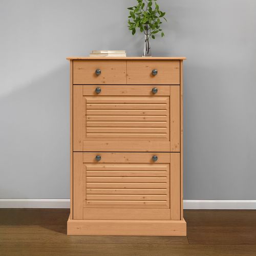 Mille-meuble à Chaussures Avec 2 Portes Battantes 1 Tiroir En Pin Nature