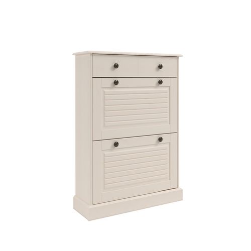 Mille-meuble à Chaussures Avec 2 Abattants 1 Tiroir En Pin Blanc