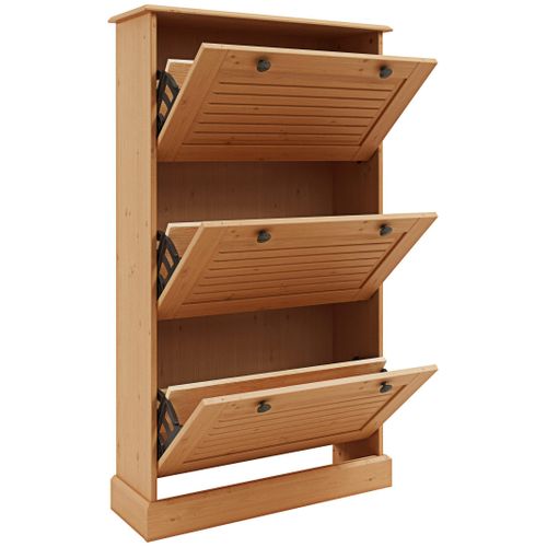 Mille-meuble à Chaussures Avec 3 Portes Battantes En Pin Nature