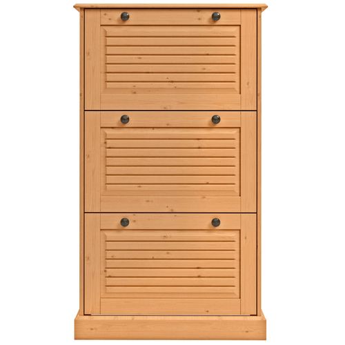 Mille-meuble à Chaussures Avec 3 Portes Battantes En Pin Nature