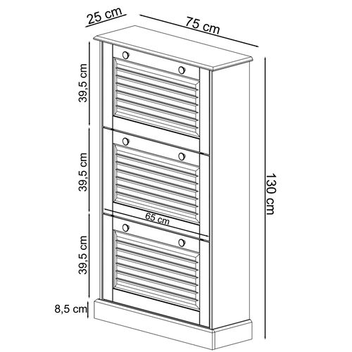 Meuble à Chaussures Avec 3 Abattants En Pin Brun