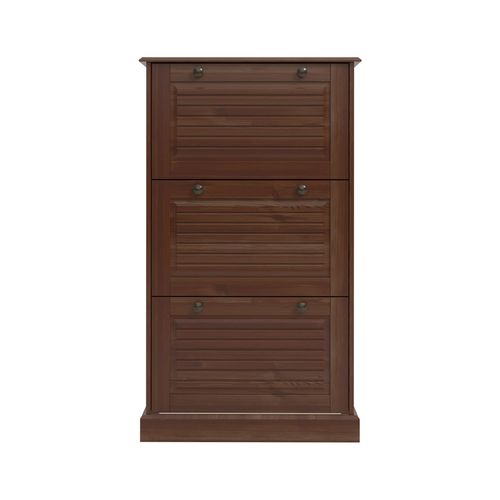 Meuble à Chaussures Avec 3 Abattants En Pin Brun