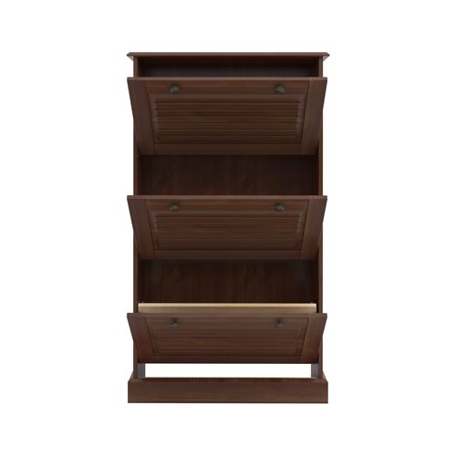 Meuble à Chaussures Avec 3 Abattants En Pin Brun