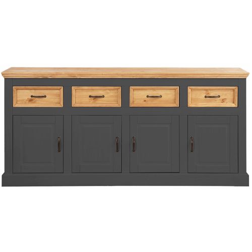Selma-buffet 4 Portes Et 4 Tiroirs En Pin Anthracite
