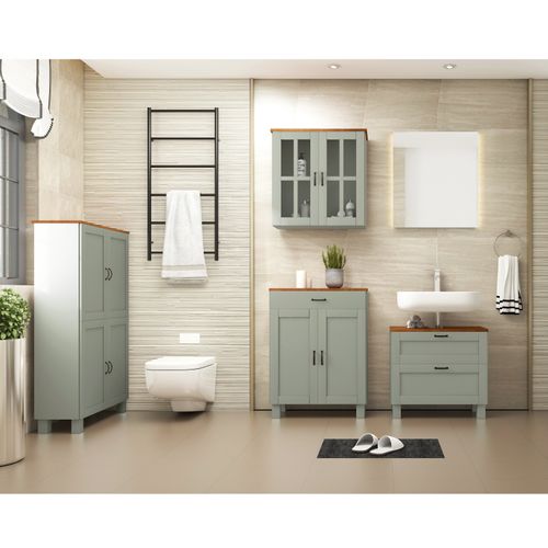 Alby-meuble Sous-vasque 1 Tiroir Et 1 Abattant Vert Pin