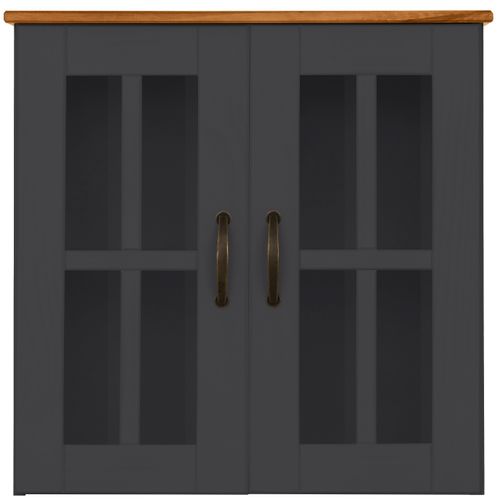 Armoire Murale 2 Portes Vitrées En Pin Anthracite