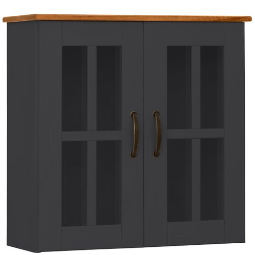 Armoire Murale 2 Portes Vitrées En Pin Anthracite