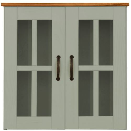 Armoire Murale Avec 2 Portes Vitrées En Pin Vert