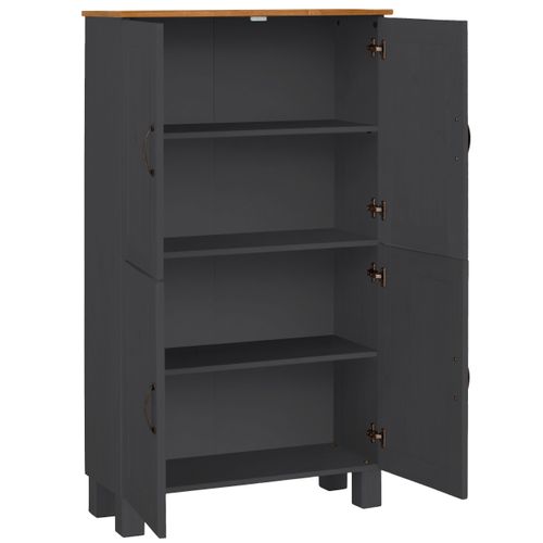 Alby-armoire De Salle De Bain Avec 4 Portes En Pin Anthracite